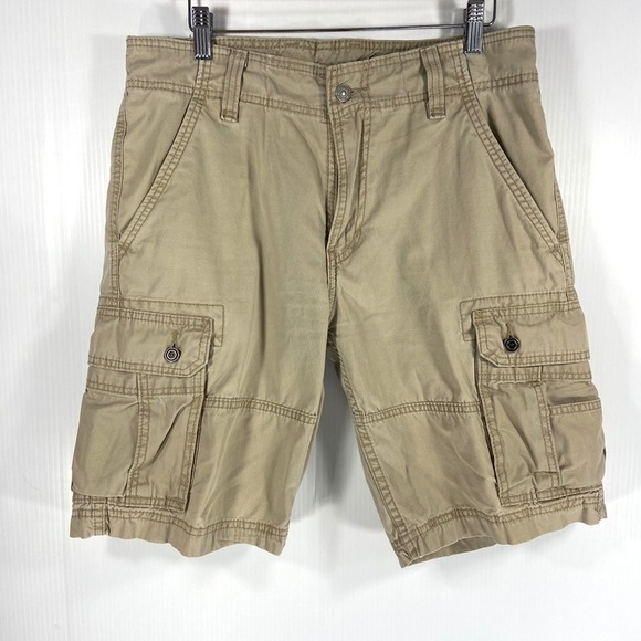 Levis Khaki Tan Cotton Chino Cargo Shorts Mens 32 - Picture 1 of 7